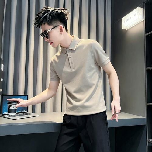 小码纯色polo衫男纯色百搭翻领T恤S号XS矮个子瘦小男生修身半截袖