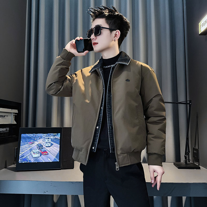 155矮小个S号XS小码棉袄冬季社会小伙棉衣保暖翻领假两件棉服外套