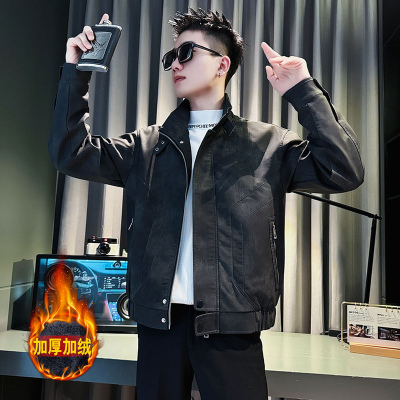 痞帅炸街皮衣男款潮流夹克加绒上衣2025新款秋冬装高级感潮牌外套