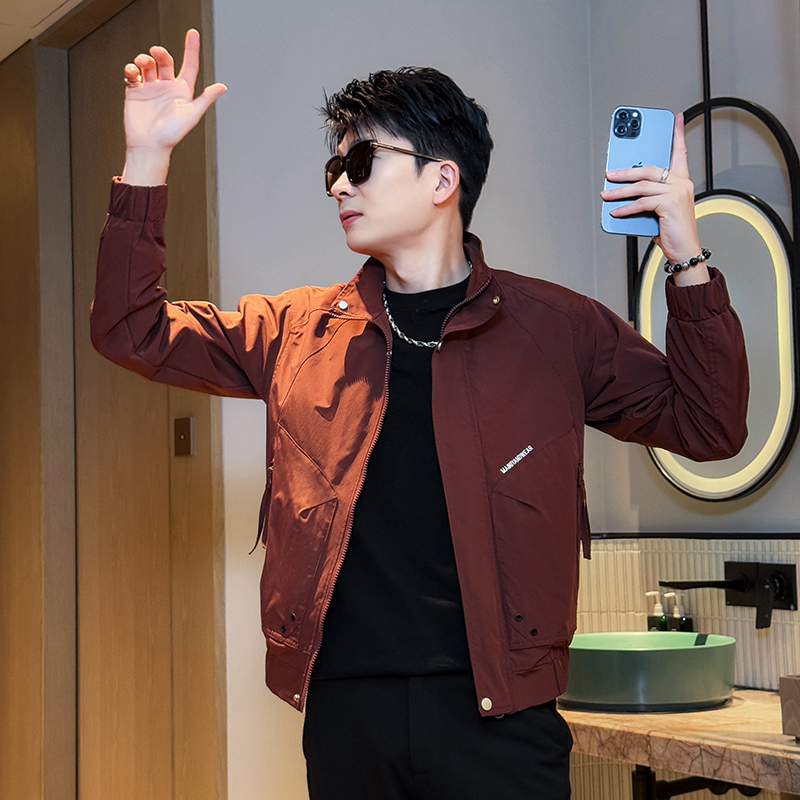 155小个子男生S号上衣春秋XS小码工装飞行夹克修身外套男潮牌修身