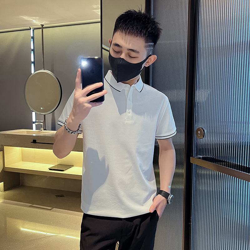 2024年夏季短袖t恤青年XS翻领休闲条纹polo衫小码男装S小个子160