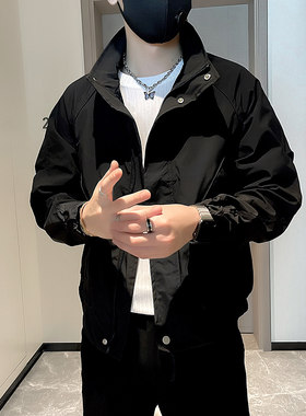 矮小个子穿搭S号XS小码工装简单刺绣夹克男2024春秋新款男士外套