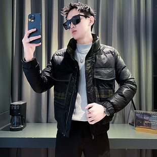 155男加小码皮羽绒服矮个子特瘦版XS号短款超修身S加厚保暖皮外套