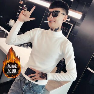 秋冬针织XS加绒加厚半高领青年潮流小个子155小版修身S小码毛衣男