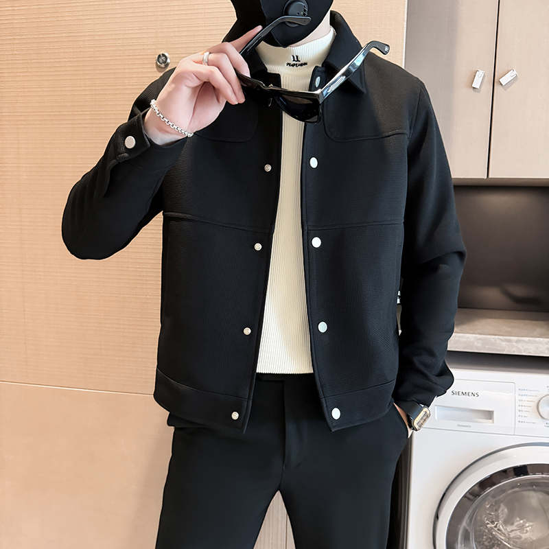 155春秋男新款百搭韩版休闲简约夹克小码160矮个子短款XS外套男