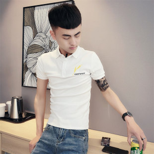 155小码 XS号T恤夏季 男士 S简约刺绣短袖 小个子青年修身 polo衫 韩版