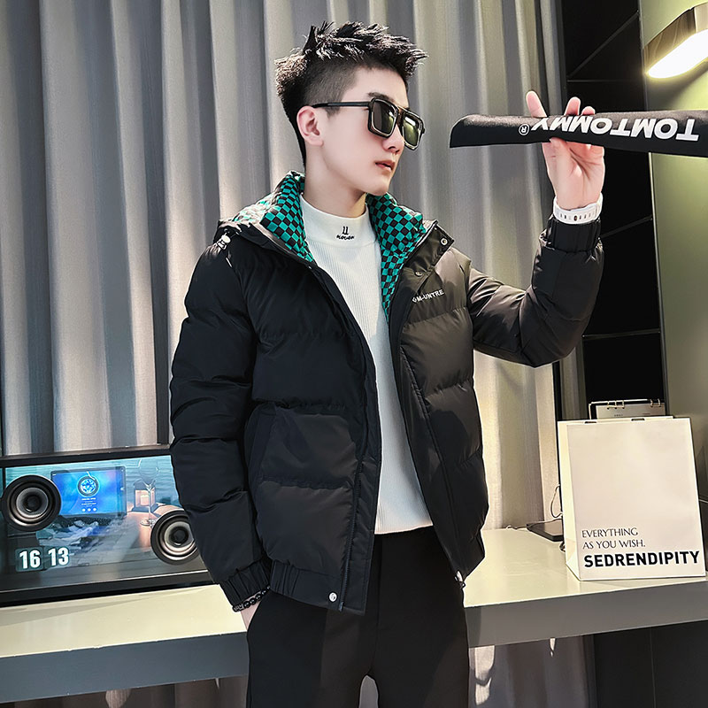 155矮个子小码男装冬季加厚棉服S号XS码修身短款棉袄保暖连帽棉衣