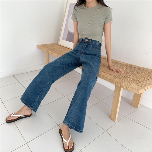 Large size high waist elegant jeans for women loose and falling, thin and draping, wide leg CEC straight tube dad pants