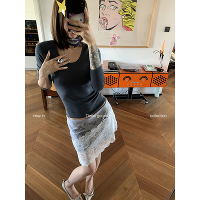 THREEGOOOD蕾丝花边印花半裙