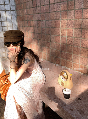 THREE GOOOD殷三吉假日香颂收腰吊带蕾丝拼接连衣裙Y725Q00518