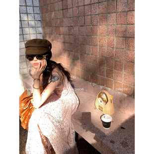 THREE GOOOD殷三吉假日香颂收腰吊带蕾丝拼接连衣裙Y725Q00518