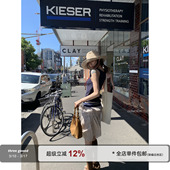 不规则压褶蓝波点中长半身裙 温柔复古氛围感 THREE GOOOD殷三吉