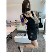 星星贴布印豹纹设计半裙包臀短款 THREE GOOOD殷三吉 卫裙