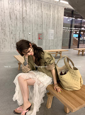 THREE GOOOD殷三吉修身显瘦荷叶边不规则开叉仙女裙Y725A00657-2