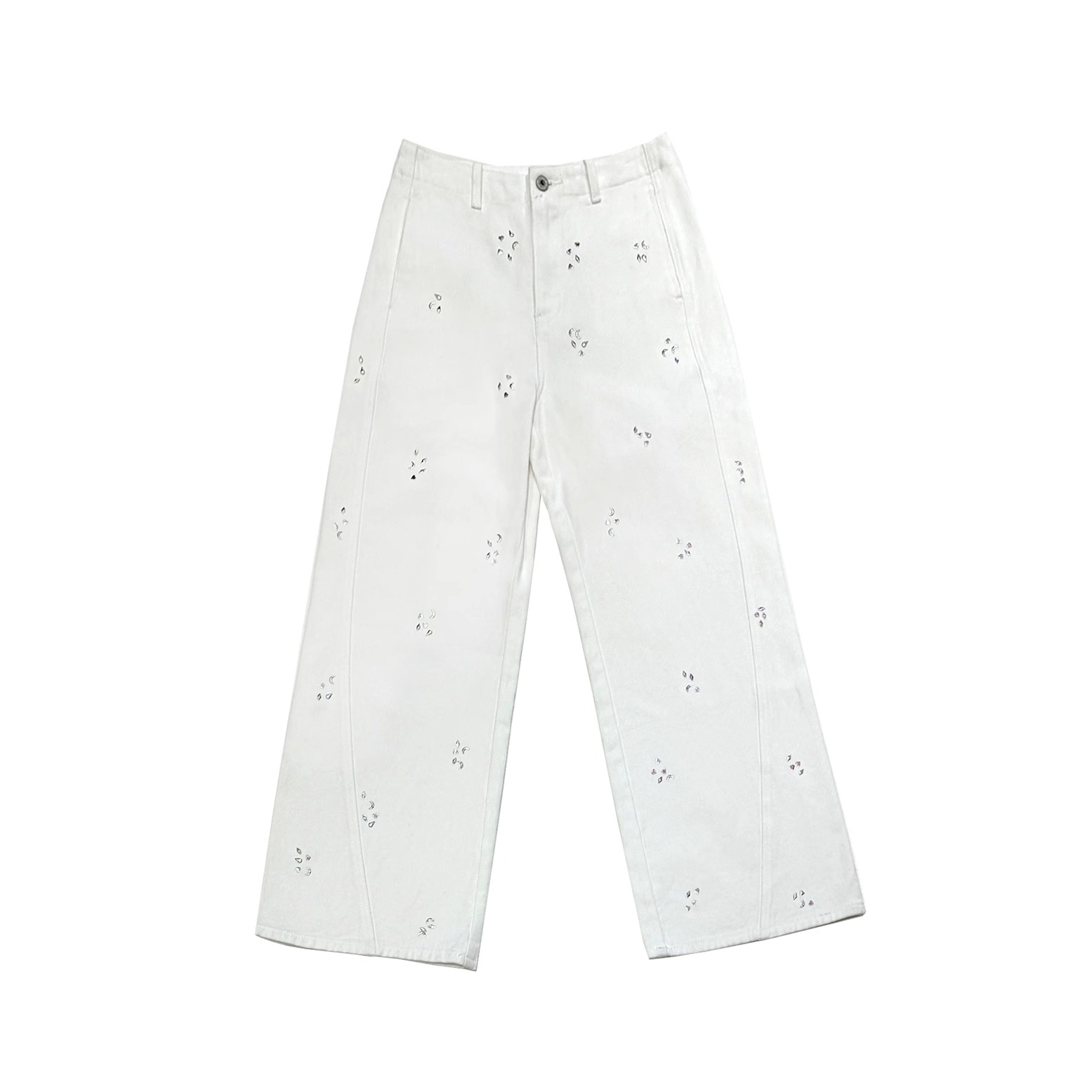 THREE GOOOD殷三吉 长岛假期烫片磨毛牛仔裤SSK241173