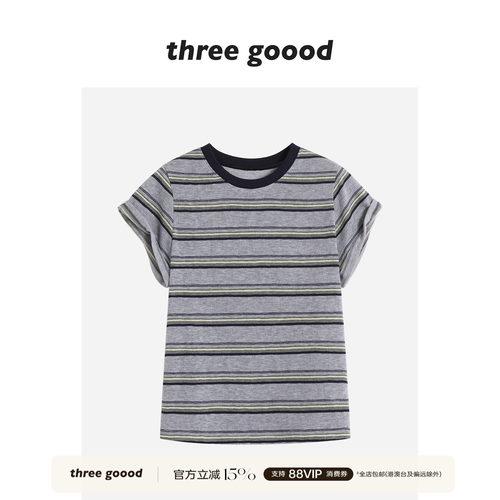 THREEGOOOD殷三吉条纹T恤