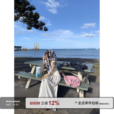 THREEGOOOD方领收腰吊带长裙