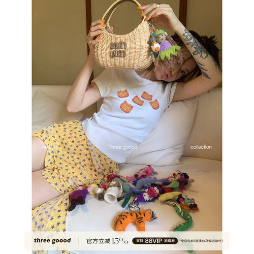 小猫饼干Kitty果冻胶印花小版T恤