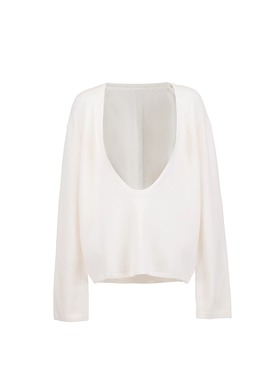 THREE GOOOD殷三吉 空心日记100绵羊毛大U领针织套头衫DZZ240028