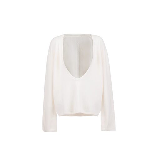 THREE GOOOD殷三吉 空心日记100绵羊毛大U领针织套头衫DZZ240028