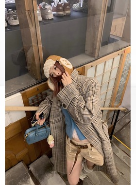 THREE GOOOD/三吉100%绵羊毛威化时刻立领毛呢大衣外套SSW241224