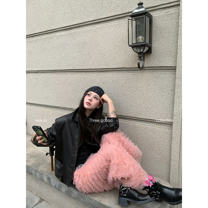 THREE GOOOD殷三吉 小步舞曲时尚气质层叠网纱半身裙女Y725G00692