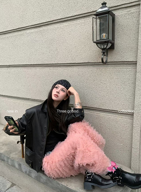 THREE GOOOD殷三吉 小步舞曲时尚气质层叠网纱半身裙女Y725G00692