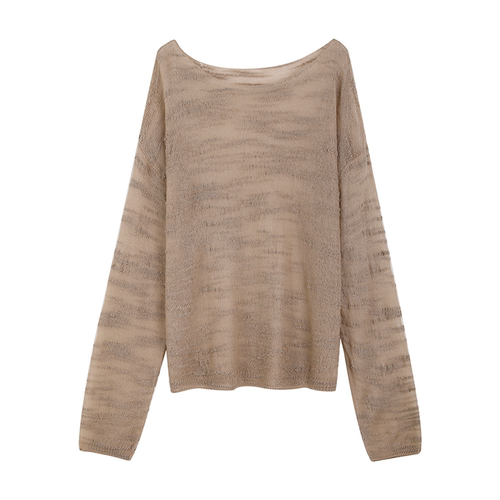 薄透毛织罩衫竹节马海毛斜肩薄款