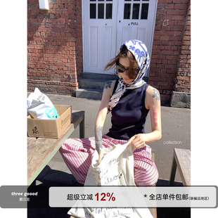 露肩无袖 THREE 上衣 修身 一字领针织背心 GOOOD殷三吉 宝藏内搭
