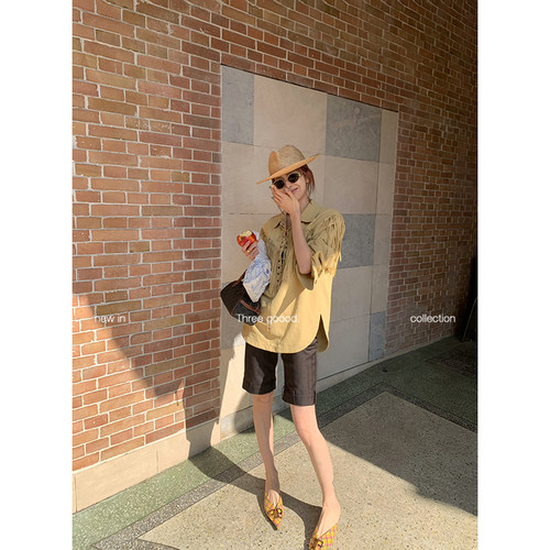 三吉复古条纹裤袢设计感西装裤