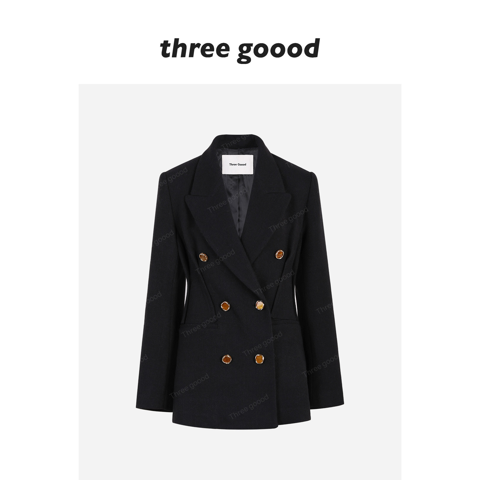 THREE GOOOD殷三吉 秋冬时尚毛呢西装气质外套女休闲新款西服大衣,女装/女士精品,毛呢外套,淘宝优惠券,粉丝福利购,淘宝优惠卷