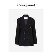 GOOOD殷三吉 秋冬时尚 毛呢西装 THREE 气质外套女休闲新款 西服大衣