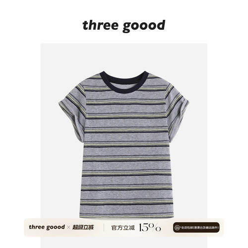 THREEGOOOD殷三吉条纹T恤