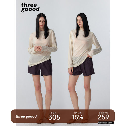 THREEGOOOD亚麻格子短裤透气