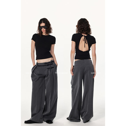 THREEGOOOD高克重拼接皮带西裤