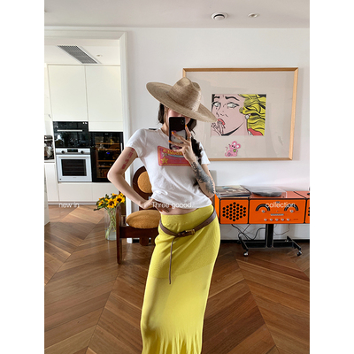 THREE GOOOD殷三吉 小鱼印花立体刺绣小版T恤针织短袖上衣女