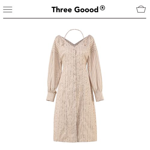 三吉收腰单排扣长袖挂脖衬衫