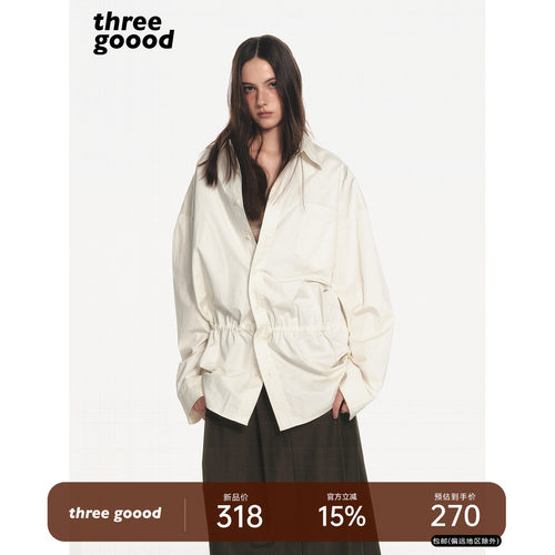 THREEGOOOD衬衫收腰连衣衬衫裙