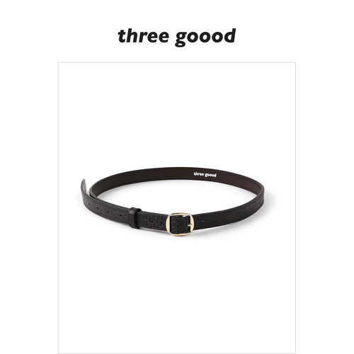 THREEGOOOD鳄鱼纹真皮腰带