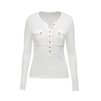 THREE GOOOD殷三吉79%莱赛尔17%绵羊毛扣子设计打底上衣SST241099