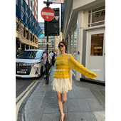 爱丽丝 THREE GOOOD殷三吉 打条压褶重工拼接蕾丝半身裙