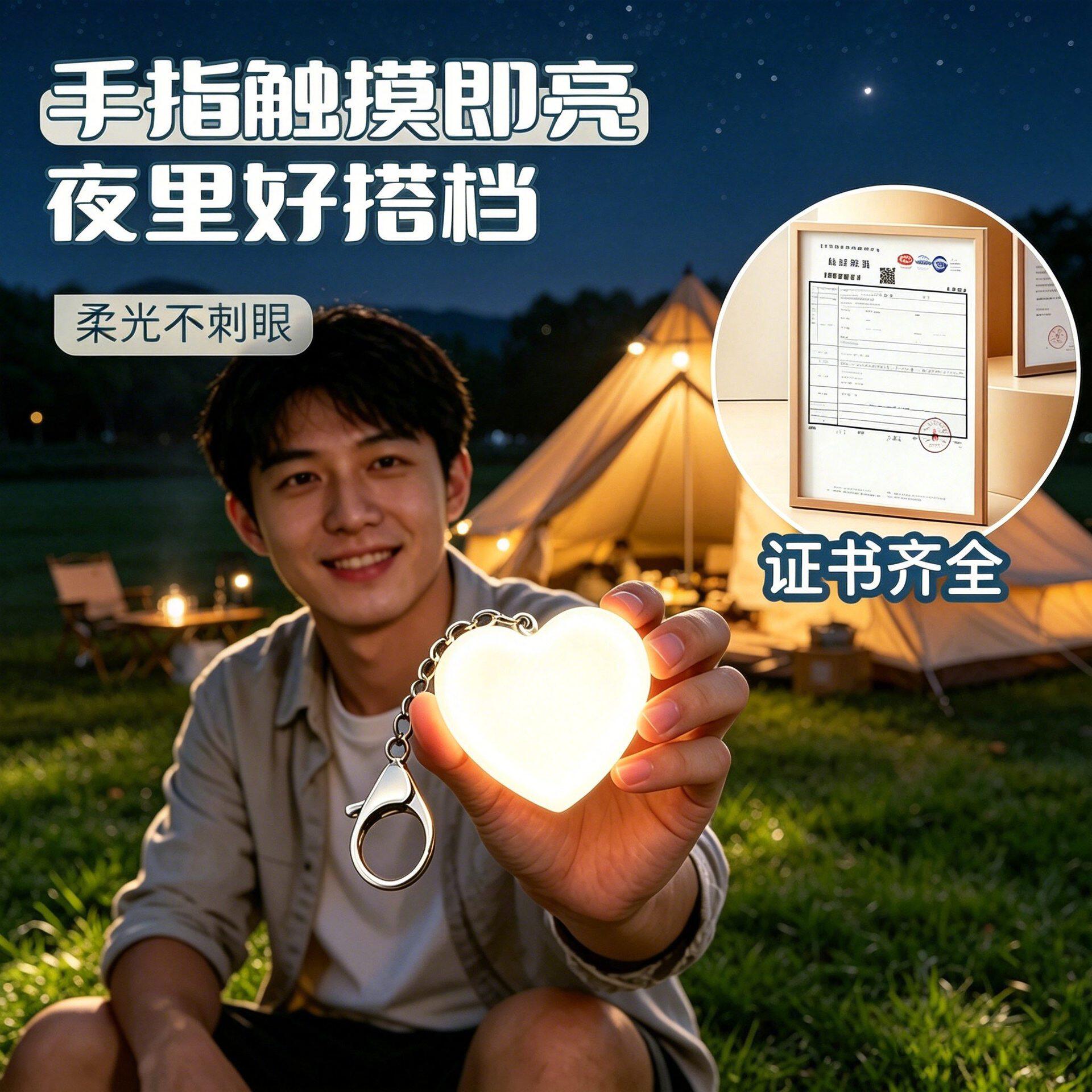 户外露营精准照明触摸感应发光灯充电款匙扣小夜灯LED感应灯批发