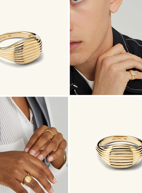 个性印章条纹戒指复古抽象