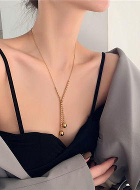 欧美复古钛钢镀金项链INS