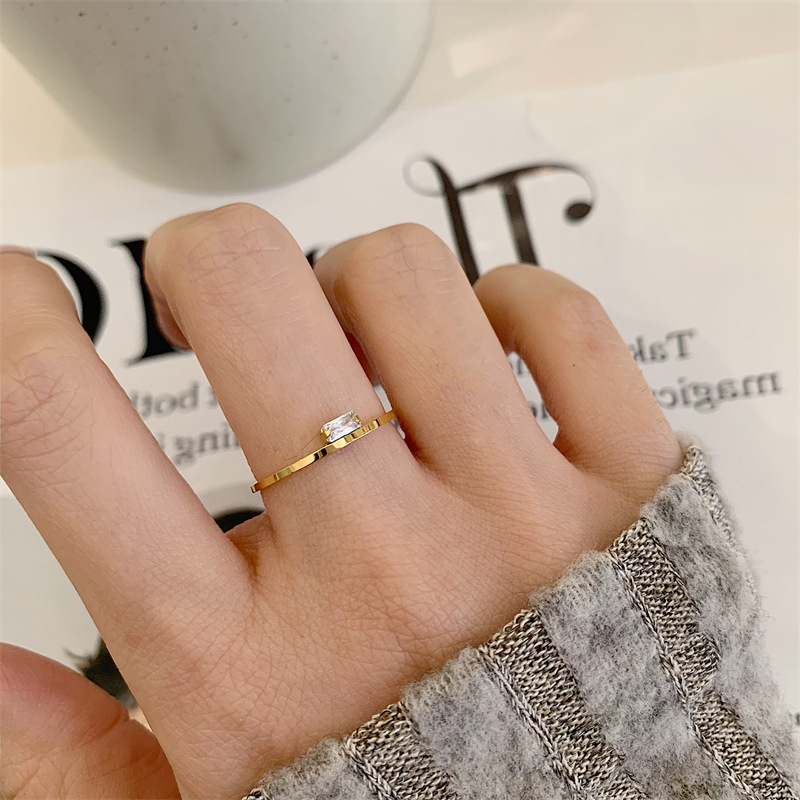 细款ins个性钛钢镀18K金戒指