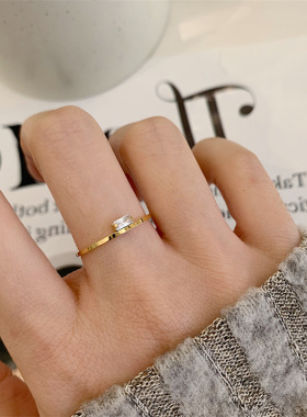 细款ins个性钛钢镀18K金戒指