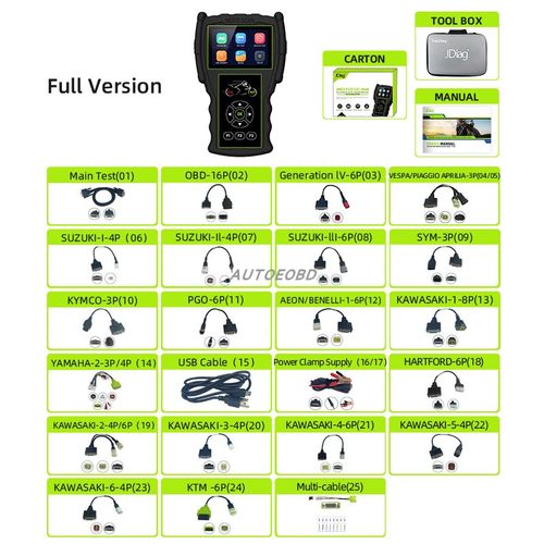 工厂批发 外贸配置 JDiag M100 Pro OBD Scanner电喷摩托车检测仪