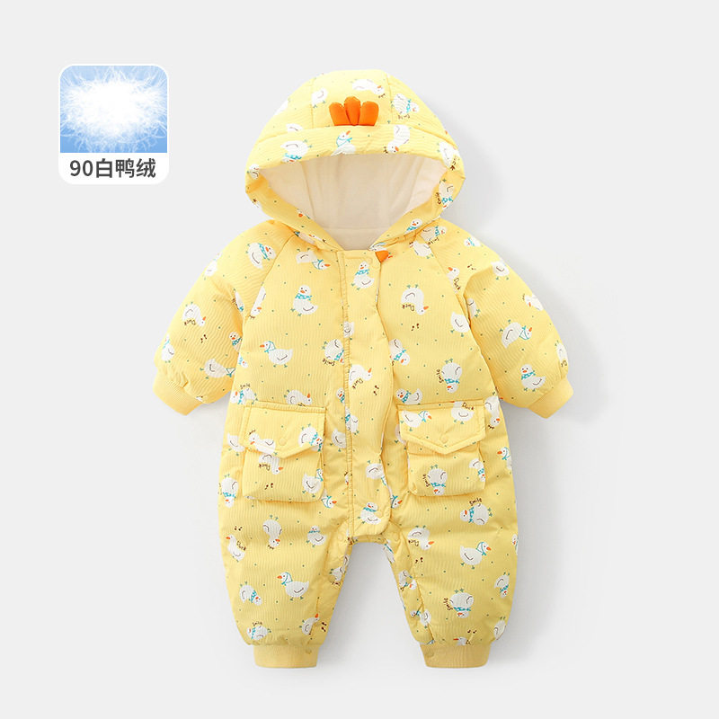 婴儿羽绒服冬季连体衣外出哈衣