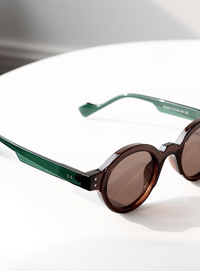 防晒圆形日系复古男墨镜