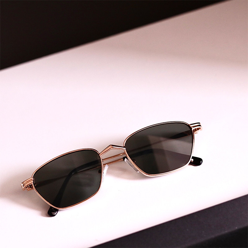 韩复古21新款墨镜女男金属方框